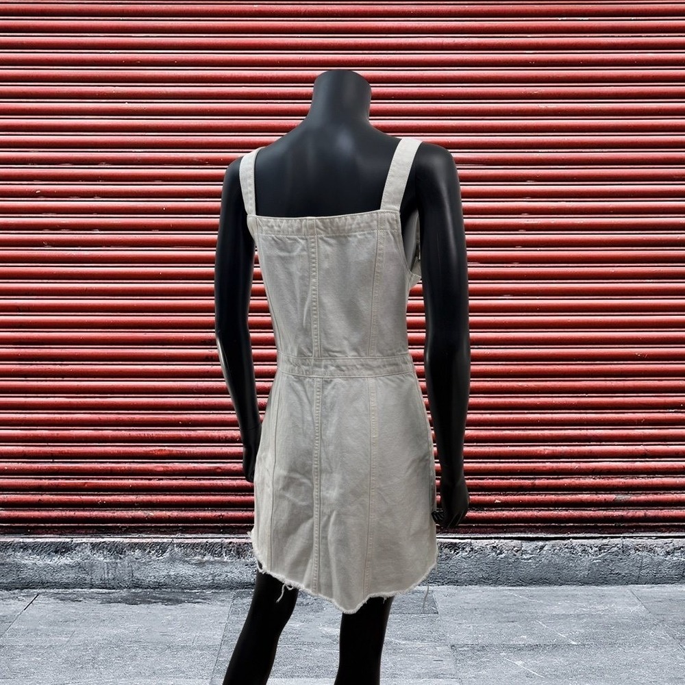 Boyish Kennedy Denim‎ Dress Women M Off White Button Front Frayed Hem - Picture 4 of 11